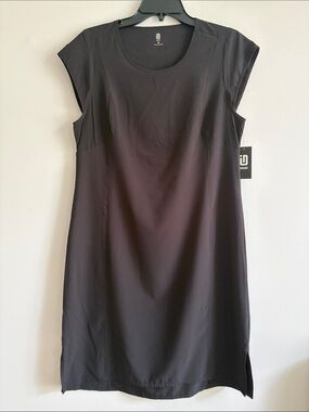 Ideology Black Midi Cap-Sleeve Sheath Dress